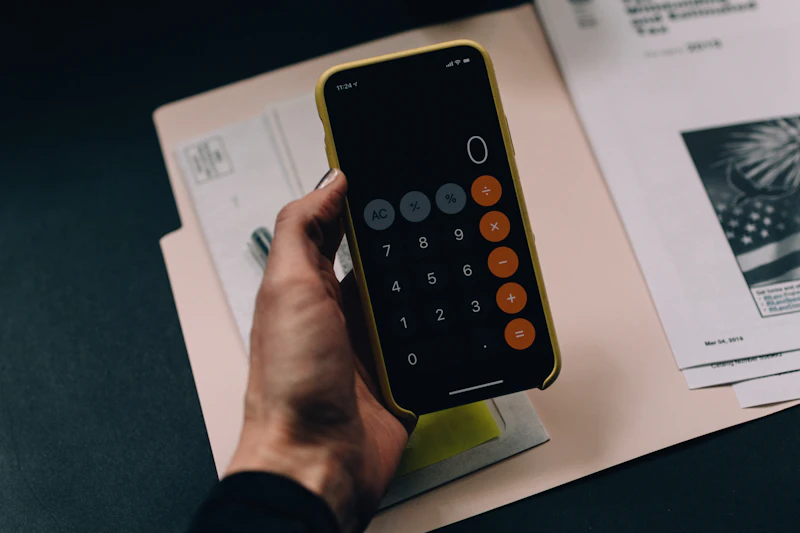 Calculator app used to work out the cost of a flat fee divorce in Las Vegas